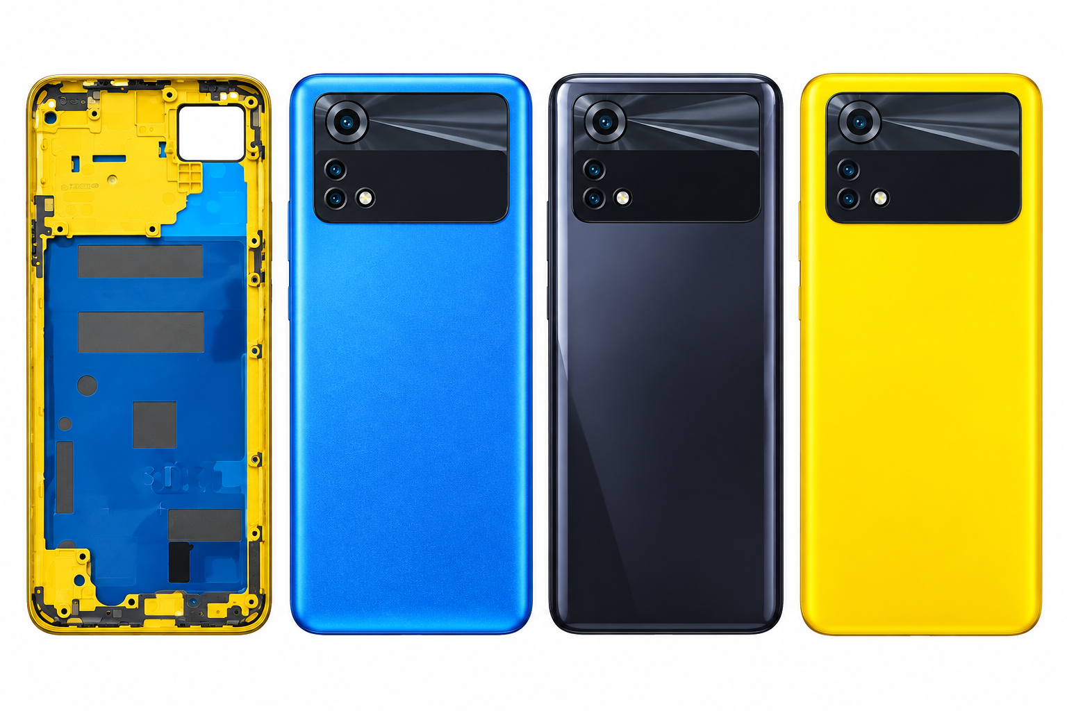 Compatible Replacement for POCO M4 Pro 4G Full Housing Body – Blue, Black & Yellow